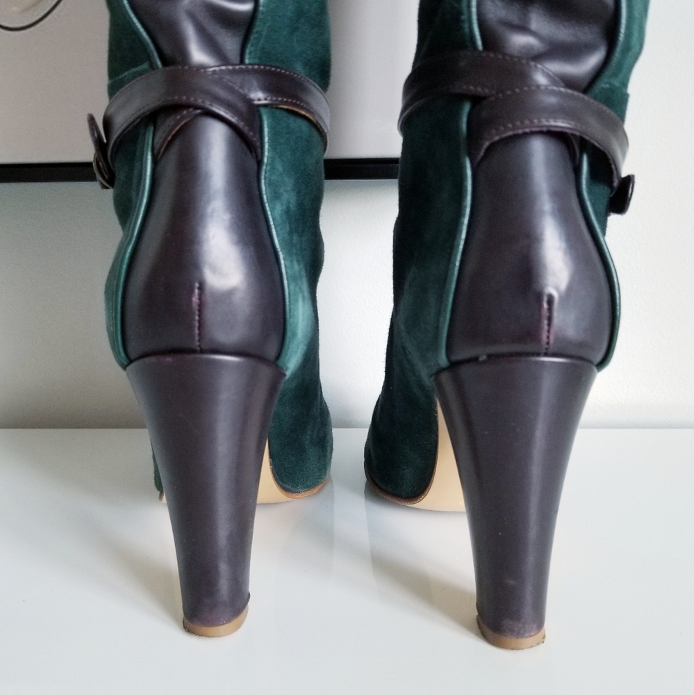 EUC Space Style Concept Teal Green Suede Knee-High Boots retail $689 - Picture 6 of 12
